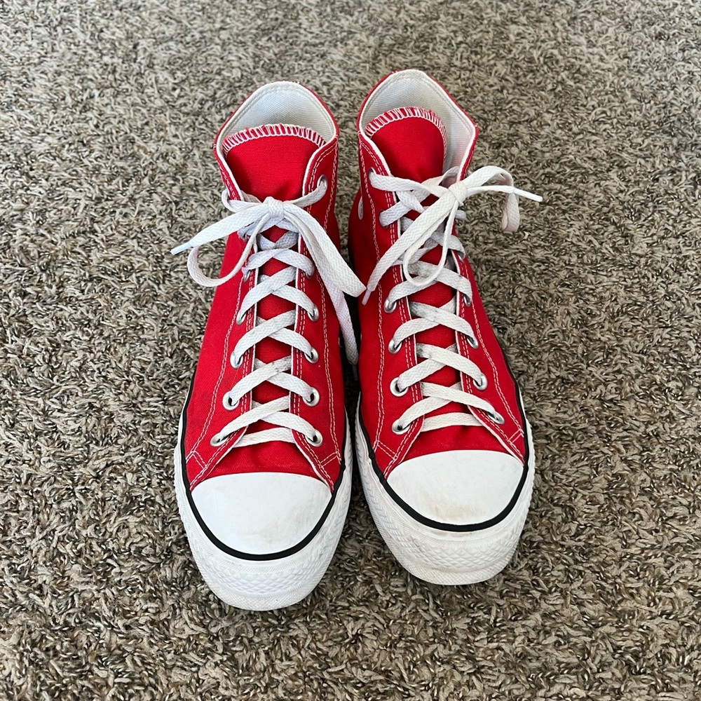 Custom Red Platform Converse
